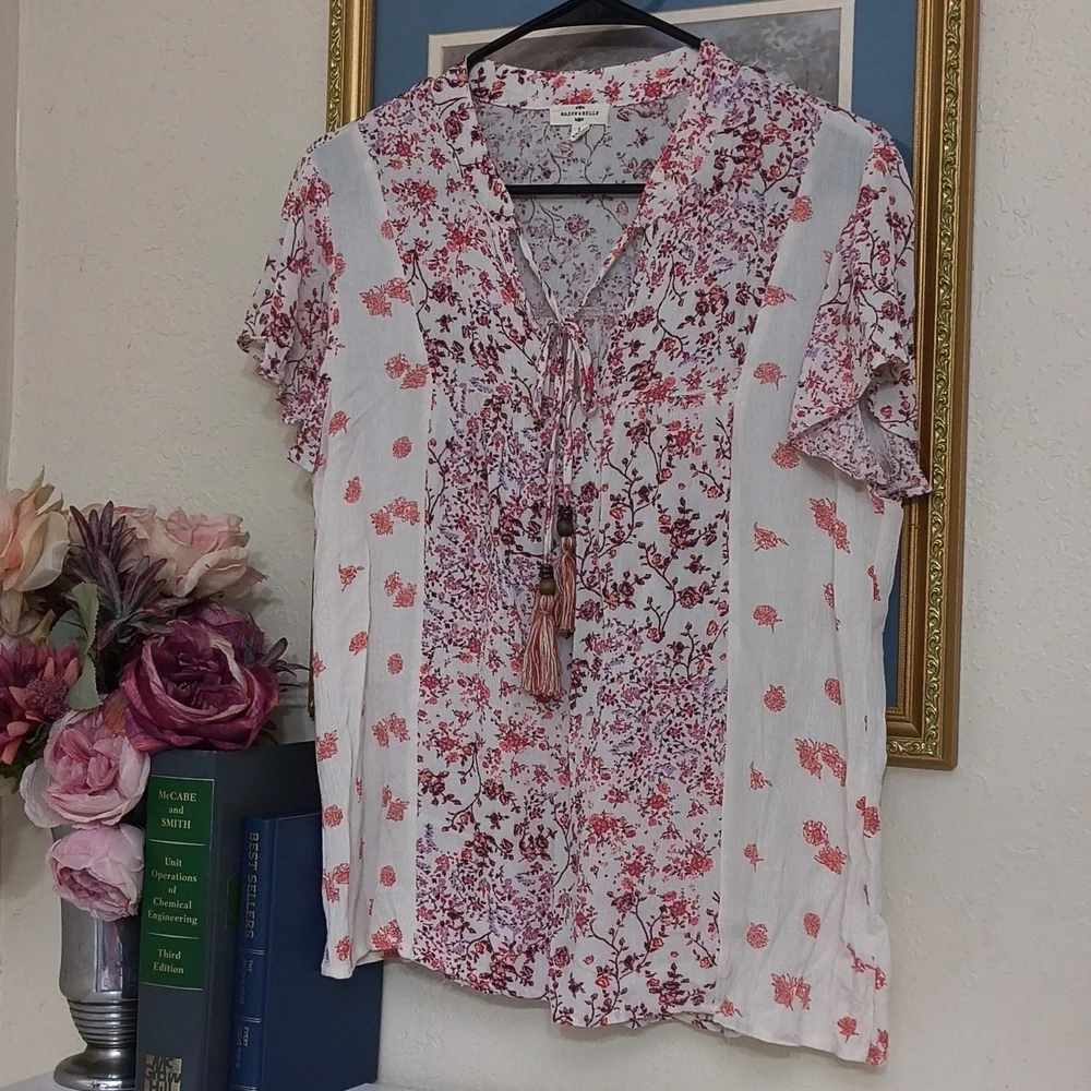 Bohemian Floral Print Top Size Large Cottagecore Feminine Western Casual - Picture 5 of 7